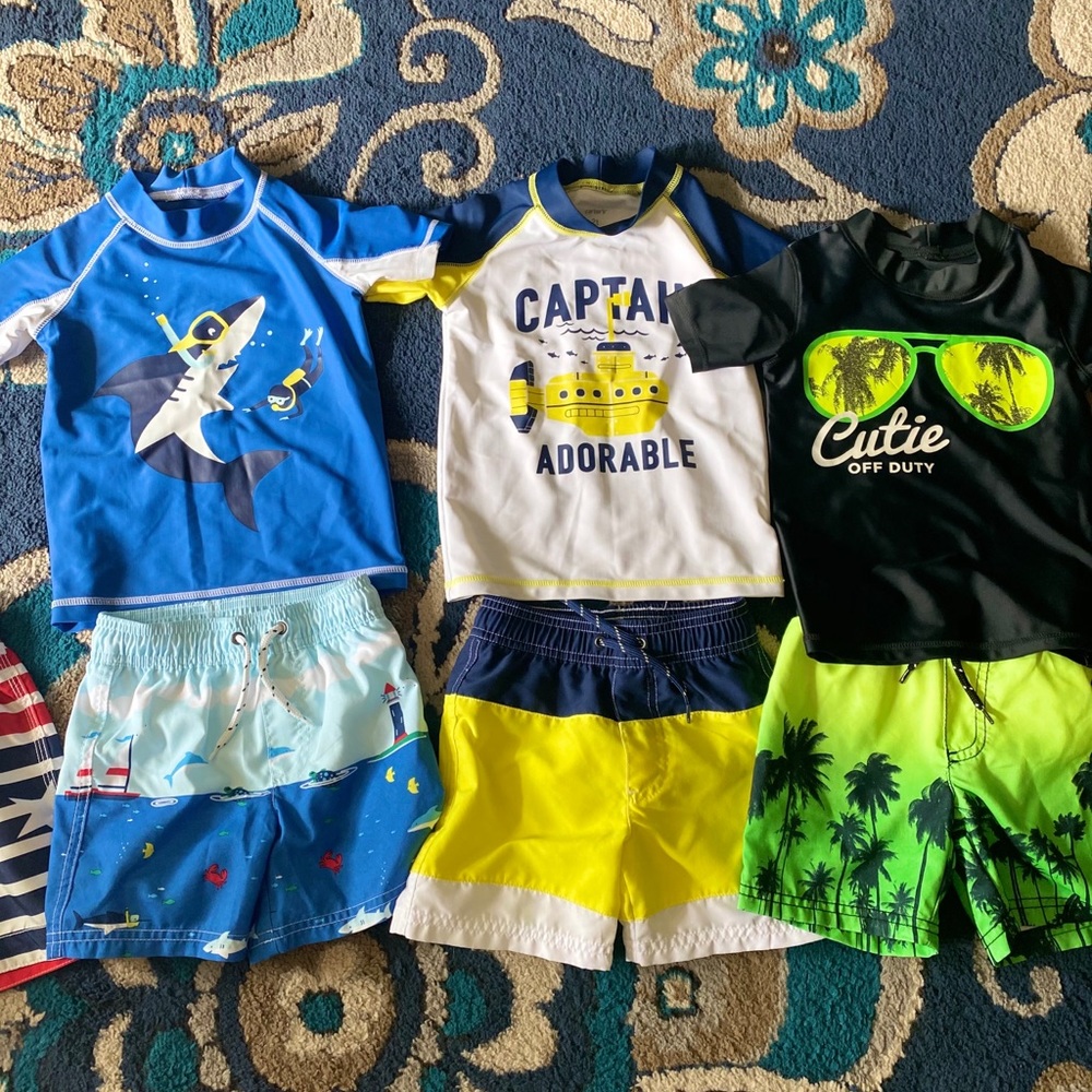 3 sets of 2T boys bathing suits 1 2T just trunks